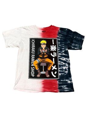 Ichiraku Ramen T Shirt Sz L White Tie Dye Japanese Naruto Short Sleeve Mens